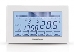 Intellicomfort - Cronotermostato settimanale touchscreen, Display LCD positivo e retroilluminazione bianca temporizzata, alimentazione 230V 50Hz, scala temperatura antigelo programmabile 2 - 7 °C